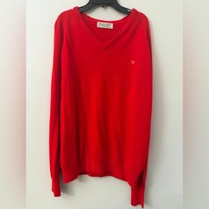 VTG Christian Dior Orion Acrylic Knit V-Neck Pullover Red Sweater Size XL A894